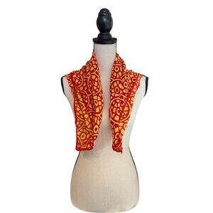 Unbranded Square Scarf Red Yellow Geometric Print 26 in x 26 in